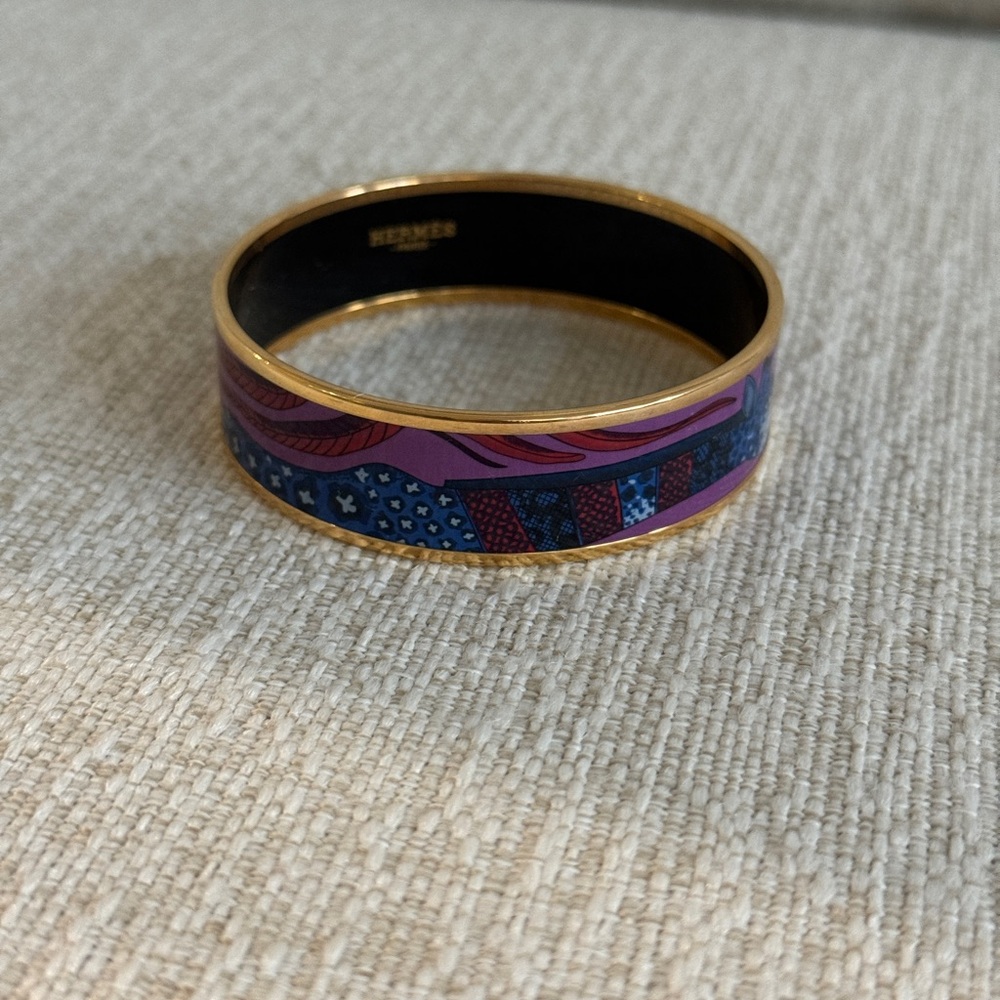 Hermes Giraffe Surnatural Palladium Plated Painted Bangle